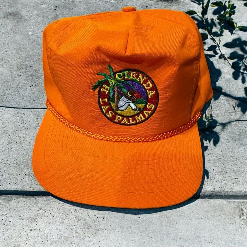 Attractive Headwear Hacienda Las Palmas Orange Embroidered Vintage Cap One Size